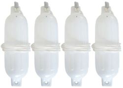 Picture of Seachoice DE78161S Twin Eye Ribbed Fender Kit - 4 Pack White Boat Fenders with Lines