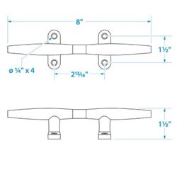 Picture of Seachoice 30261 316 Stainless Steel Hollow Base Yacht Cleat 8 Inch