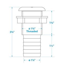 Picture of Seachoice 50-18091 Thru-Hull Connector with Broad Flange 1-1/8 Inch White