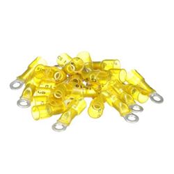 Picture of Seachoice 60071 Marine Heat Shrink Ring Terminals 12-10 AWG 3/8" Stud Yellow 25-Pack