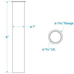 Picture of Seachoice 19111 Brass Drain Tube 6 Inch 1 Inch ID 90-Degree Flange