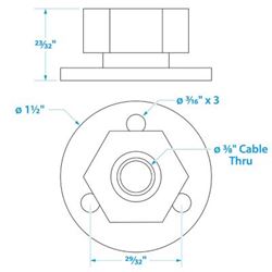 Picture of Seachoice 50-10031 Watertight Cable Outlet 3/8 Inch Chrome Plated Brass