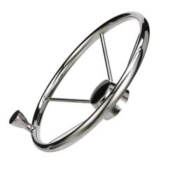 Picture of Seachoice 28541 5-Spoke Destroyer Steering Wheel with Turning Knob 15 Inch Stainless Steel