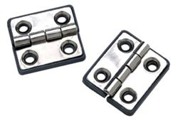 Picture of Seachoice 33951 Seachoice 50-33951 (2) 1-5/16" x 1-1/2" Polished Stainless Steel Butt Hinges with Black Nylon Base Plate