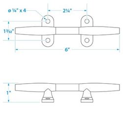 Picture of Seachoice 30251 Stainless Steel Hollow Base Cleat 6 Inch Marine Dock