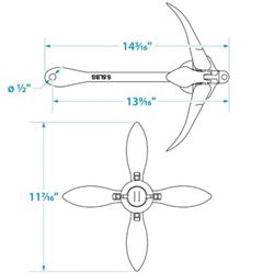 Picture of Seachoice 50-41010 Folding Grapnel Boat Anchor 5.5 lbs Galvanized Iron