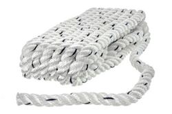 Picture of Seachoice 47511 Seachoice Premium 3-Strand Twisted Nylon Dock Line With Tracer, White w/Blue Tracer, 3/8-Inch x 15 Feet, 10-Inch Eye Splice