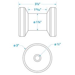 Picture of Seachoice 56140 Molded Spool Roller with Plastic Sleeve 4 Inch Black Rubber