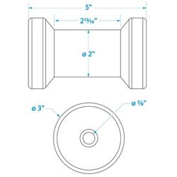 Picture of Seachoice 50-56190 Molded Spool Roller 5 Inch Wide 5/8 Inch ID Black Rubber