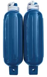 Picture of Seachoice DE77202S Twin Eye Ribbed Fender Kit - 2 Pack 5.5" x 20" Blue Boat Fenders with Lines