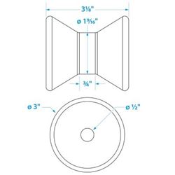 Picture of Seachoice 56300 Molded Bow Roller 3 Inch Black Rubber Boat Trailer