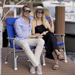 Picture of Seachoice 78511 High-Back Canvas Folding Chair Blue with Red Trim