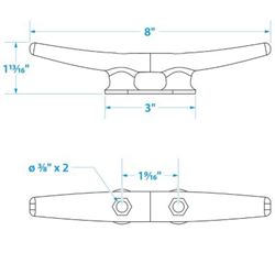 Picture of Seachoice 30610 Open Base Dock Cleat 8 Inch Galvanized Cast Iron