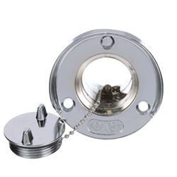 Picture of Seachoice 32041 Seachoice Deck Mount Gas Fill Plate w/ Cap, Chrome-Plated Zinc, Includes Rubber Gasket and Beaded Chain Cap Tether
