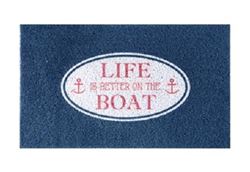 Picture of Kittrich STRB-21470-10 Life Is Better On The Boat Door Mat Navy Blue 18x30