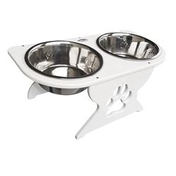 Picture of Deep Blue Marine Products DT-M Elevated Dog Dish Stand with Stainless Steel Bowls - 8" Tall