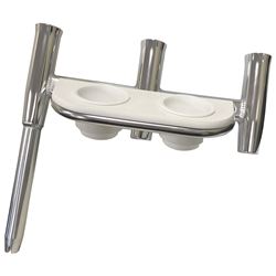 Picture of Tigress 88148-1 Offset Triple Rod Holder with Cup Holders - Starboard Side - Polished Aluminum