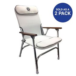 Picture of Gen3 Marine BC-25-5 Arm White High-Back Padded Aluminum Deck Chair
