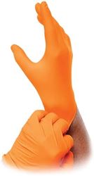 Picture of Atlantic Safety Company OR-XL Orange Lightning Powder-Free Nitrile Disposable Gloves X-Large
