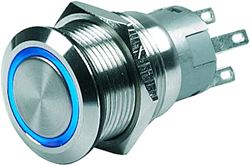 Picture of BEP Marine 80-511-0004-01 Push-Button Switch 12V Momentary On/Off Blue LED