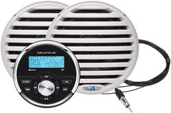 Picture of Aquatic AV GP100W GP1 Gauge Marine Stereo with 6.5" Speakers White