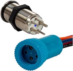 Picture of Bluewater 9057-3113 19mm Inrush Push Button Switch Off/On/On Blue/Green/Red LED