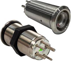 Picture of Bluewater 9057-2123 19mm Momentary Push Button Switch Off(on)(on) Blue/Red/Green LED