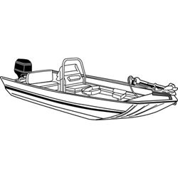 Picture of Carver Covers 71419XF-10 Styled-To-Fit Boat Cover for Aluminum Modified V-Hull / Jon Boat with High Center Console, 19'6" Sun-DURA Grey